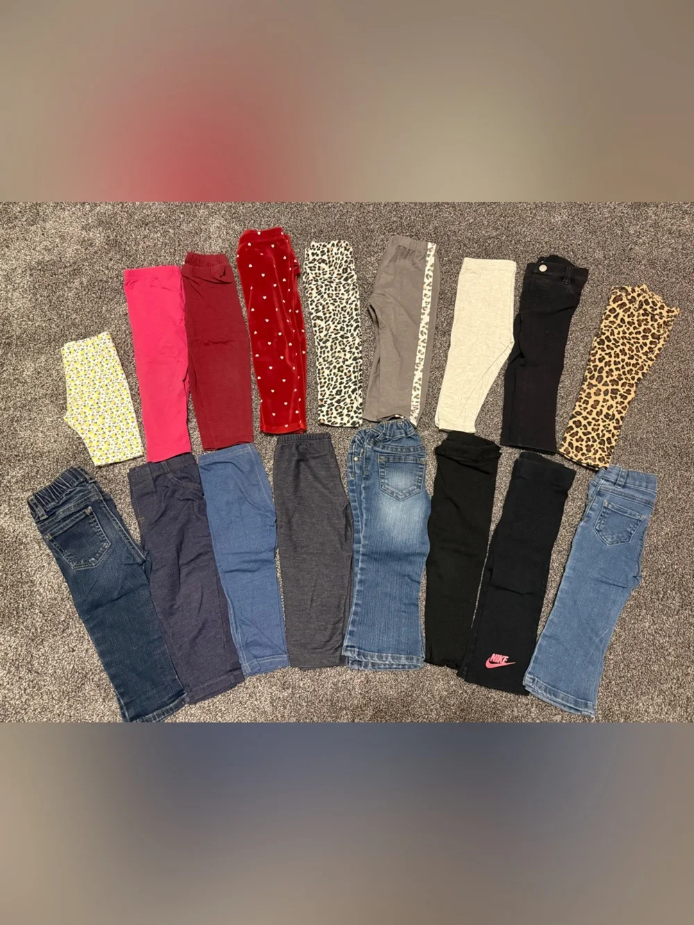 18 month baby girls pants denim cheetah leopard velvet Nike